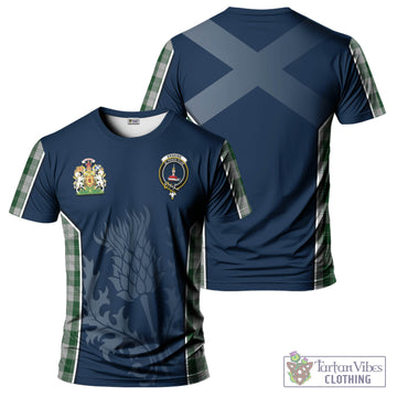 Erskine Green Tartan T-Shirt with Family Crest and Scottish Thistle Vibes Sport Style