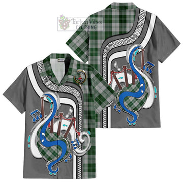 Erskine Green Tartan Short Sleeve Button Shirt with Epic Bagpipe Style