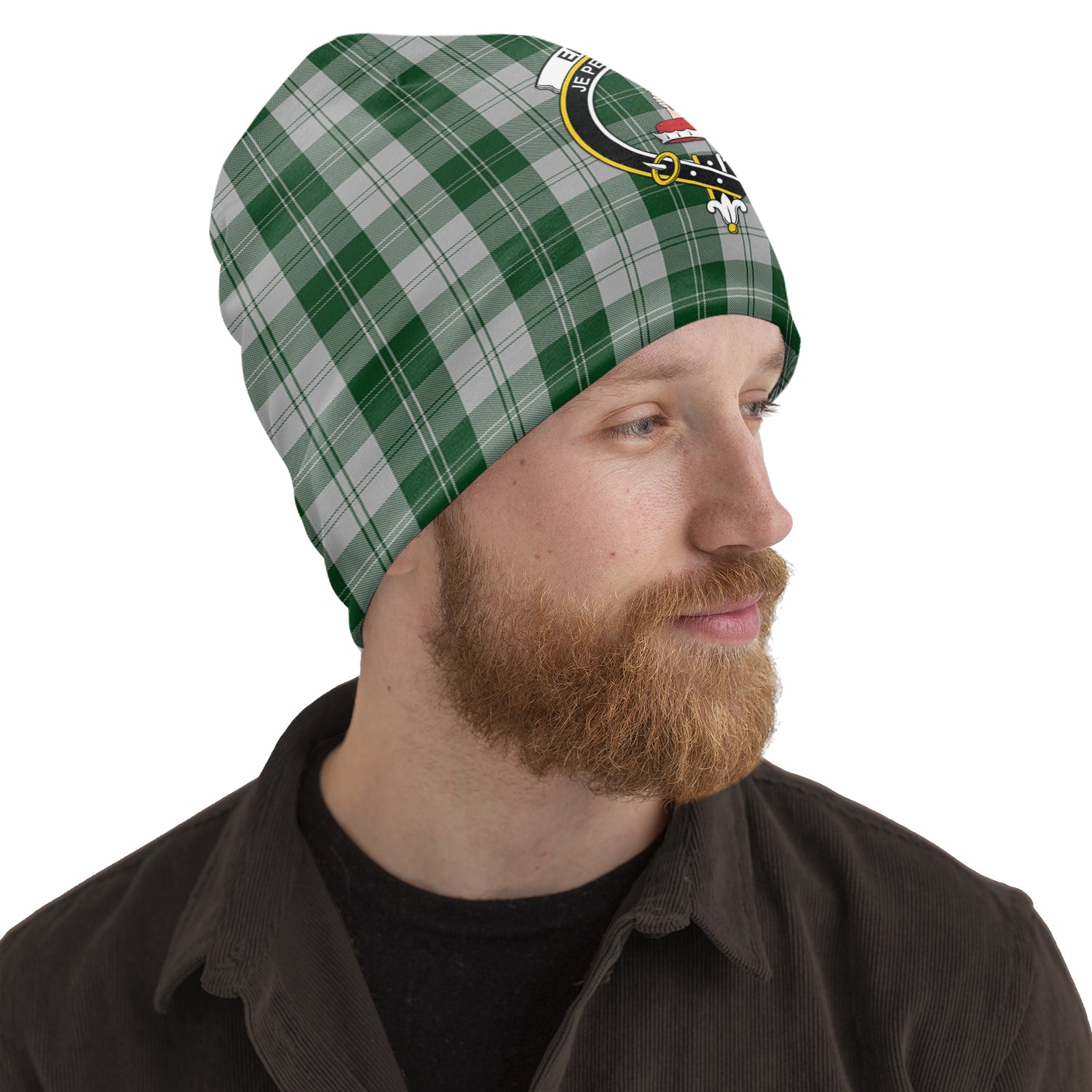 Erskine Green Tartan Beanies Hat with Family Crest One Size 10.5*10.2 inches - Tartan Vibes Clothing