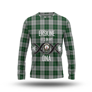 Erskine Green Tartan Long Sleeve T-Shirt with Family Crest DNA In Me Style