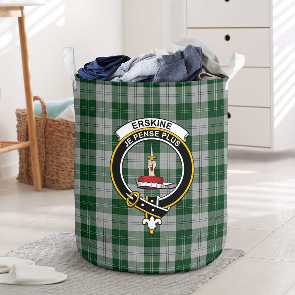 Erskine Green Tartan Laundry Basket with Family Crest One Size - Tartanvibesclothing Shop