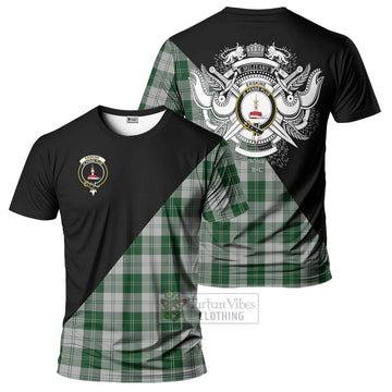 Erskine Green Tartan T-Shirt with Family Crest and Military Logo Style