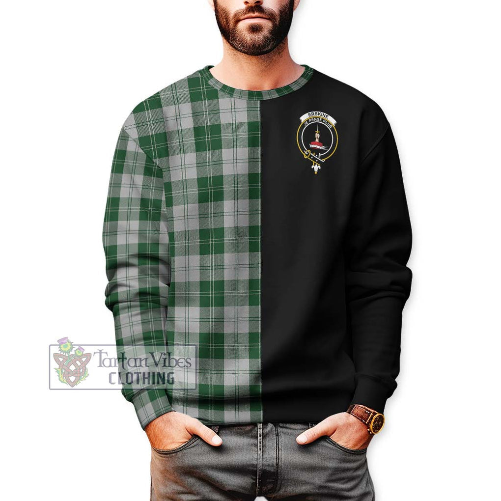 Erskine Green Tartan Sweatshirt with Family Crest and Half Of Me Style Unisex - Tartanvibesclothing Shop