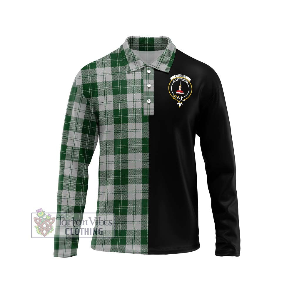 Erskine Green Tartan Long Sleeve Polo Shirt with Family Crest and Half Of Me Style Unisex - Tartanvibesclothing Shop