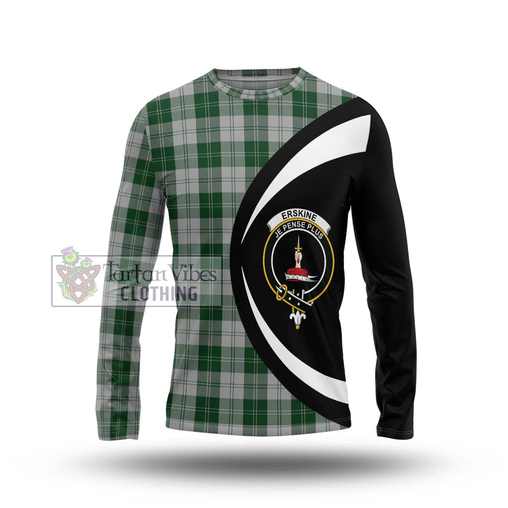 Erskine Green Tartan Long Sleeve T-Shirt with Family Crest Circle Style Unisex - Tartan Vibes Clothing