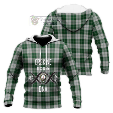 Erskine Green Tartan Knitted Hoodie with Family Crest DNA In Me Style