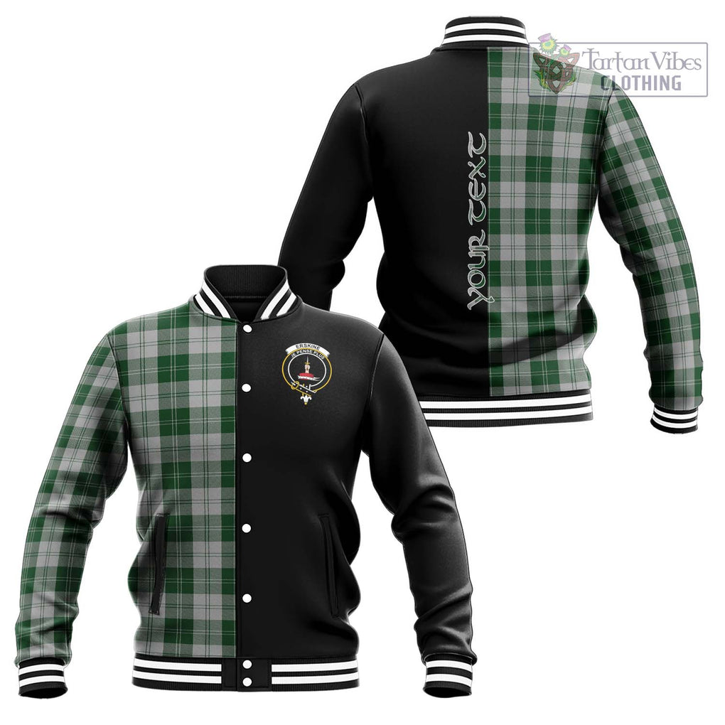 Erskine Green Tartan Baseball Jacket with Family Crest and Half Of Me Style Unisex - Tartanvibesclothing Shop