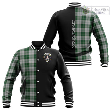 Erskine Green Tartan Baseball Jacket with Family Crest and Half Of Me Style