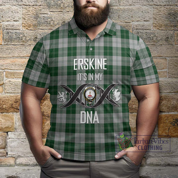 Erskine Green Tartan Polo Shirt with Family Crest DNA In Me Style