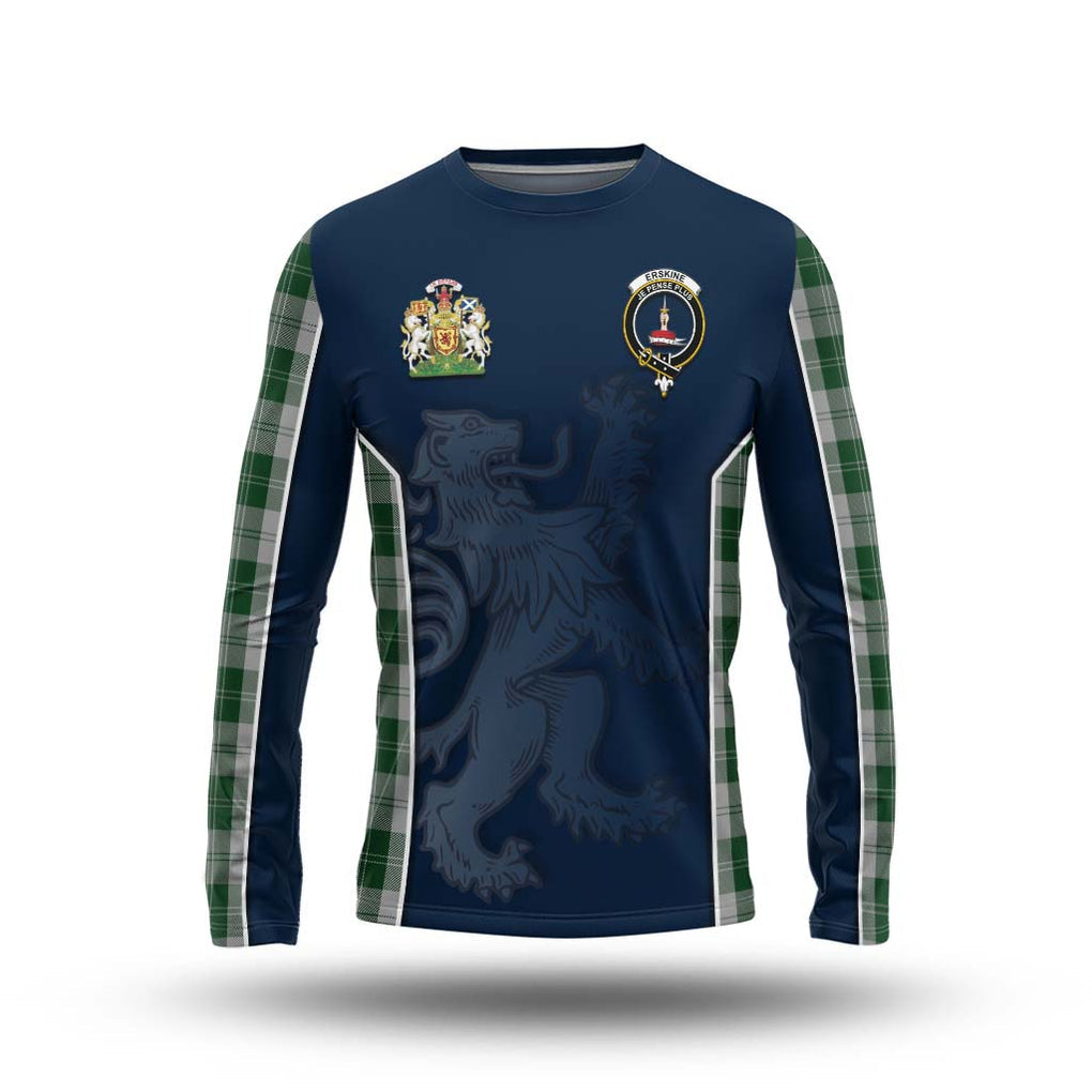 Erskine Green Tartan Long Sleeve T-Shirt with Family Crest and Lion Rampant Vibes Sport Style Unisex - Tartan Vibes Clothing