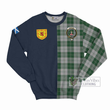 Erskine Green Tartan Sweatshirt Alba with Scottish Lion Royal Arm Half Style