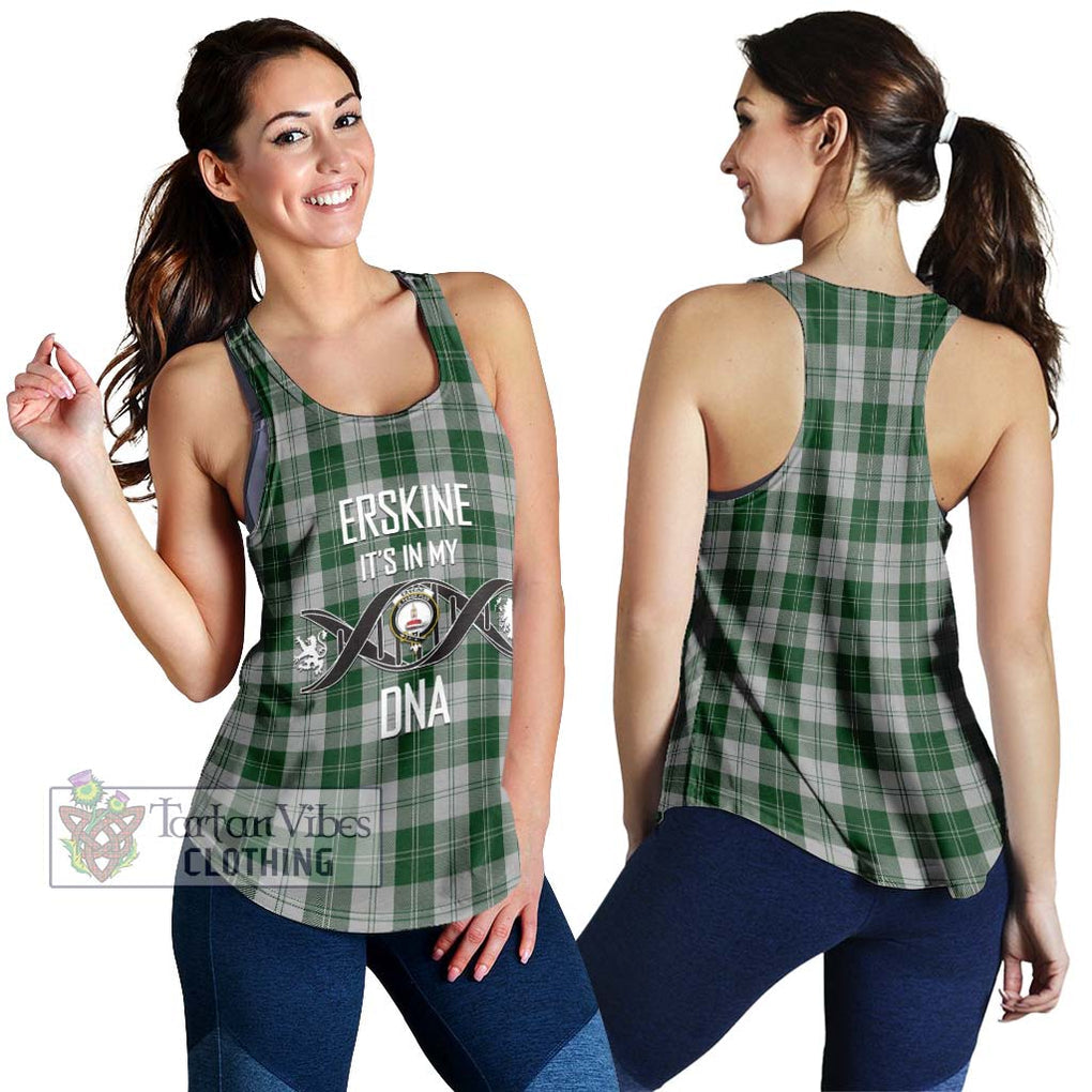 Erskine Green Tartan Women's Racerback Tanks with Family Crest DNA In Me Style 4XL - Tartanvibesclothing Shop