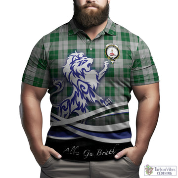 Erskine Green Tartan Polo Shirt with Alba Gu Brath Regal Lion Emblem