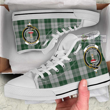 Erskine Green Tartan High Top Shoes with Family Crest