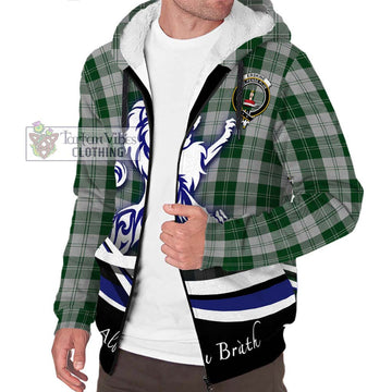 Erskine Green Tartan Sherpa Hoodie with Alba Gu Brath Regal Lion Emblem