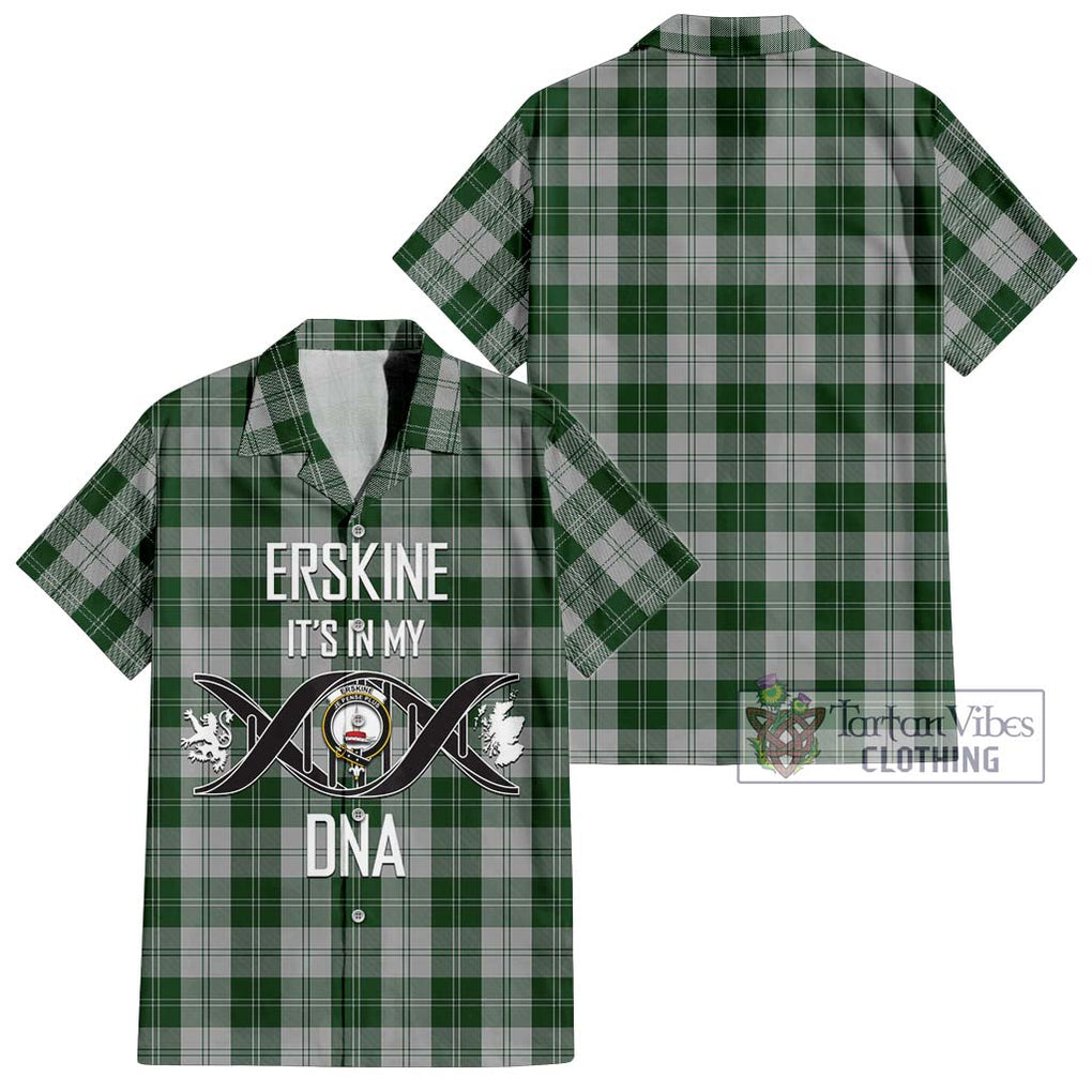 Erskine Green Tartan Short Sleeve Button Shirt with Family Crest DNA In Me Style Kid - Tartanvibesclothing Shop