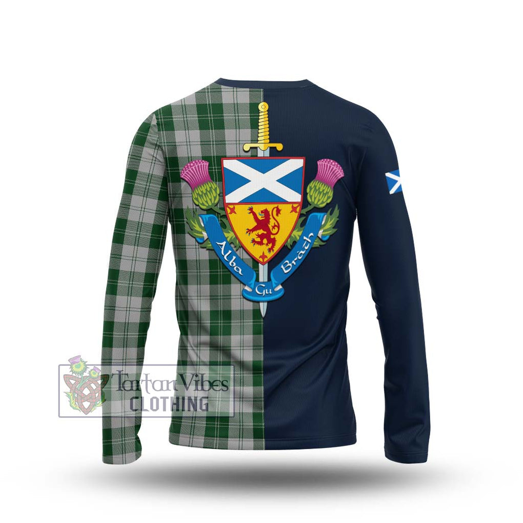 Tartan Vibes Clothing Erskine Green Tartan Long Sleeve T-Shirt with Scottish Lion Royal Arm Half Style