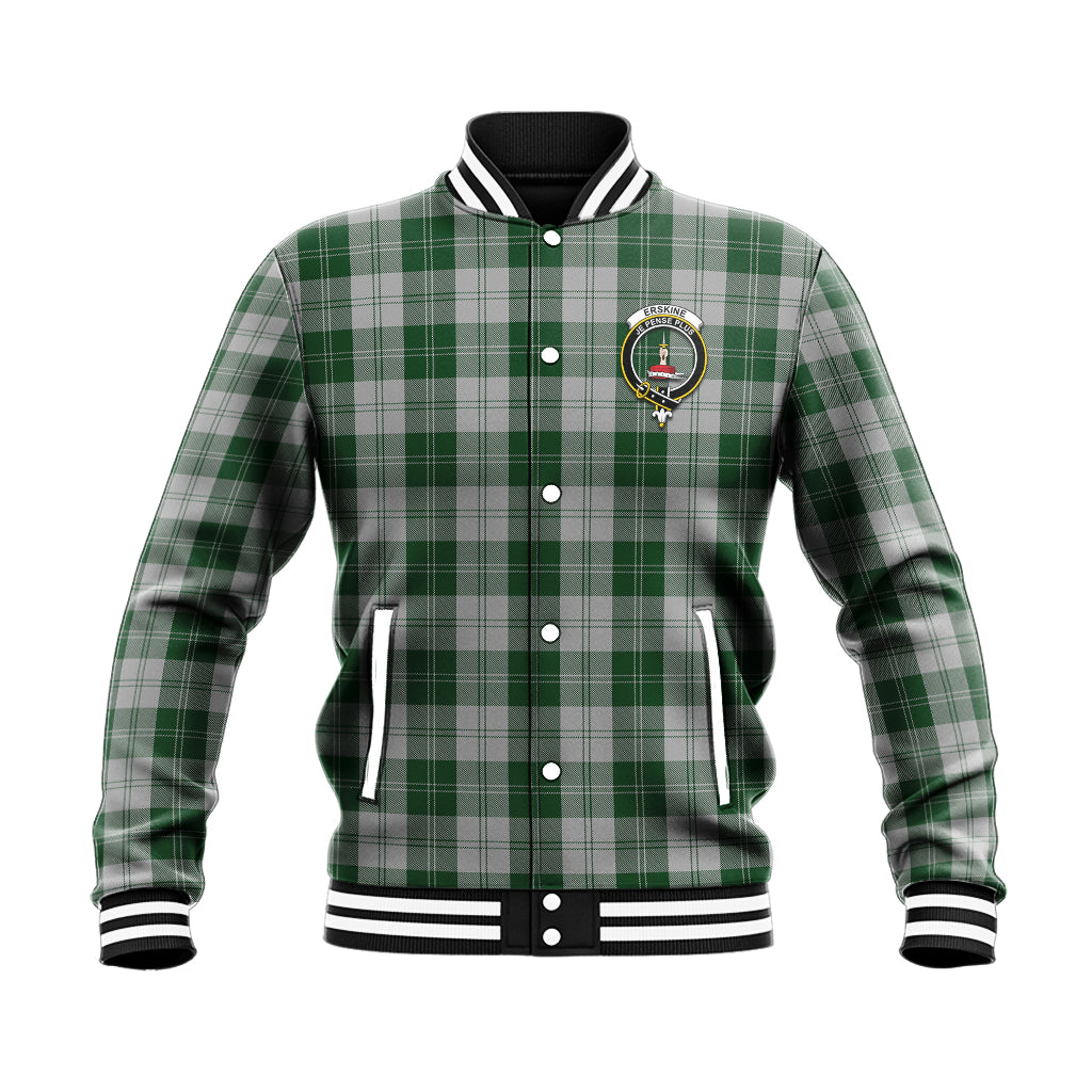 Erskine Green Tartan Baseball Jacket with Family Crest - Tartan Vibes Clothing