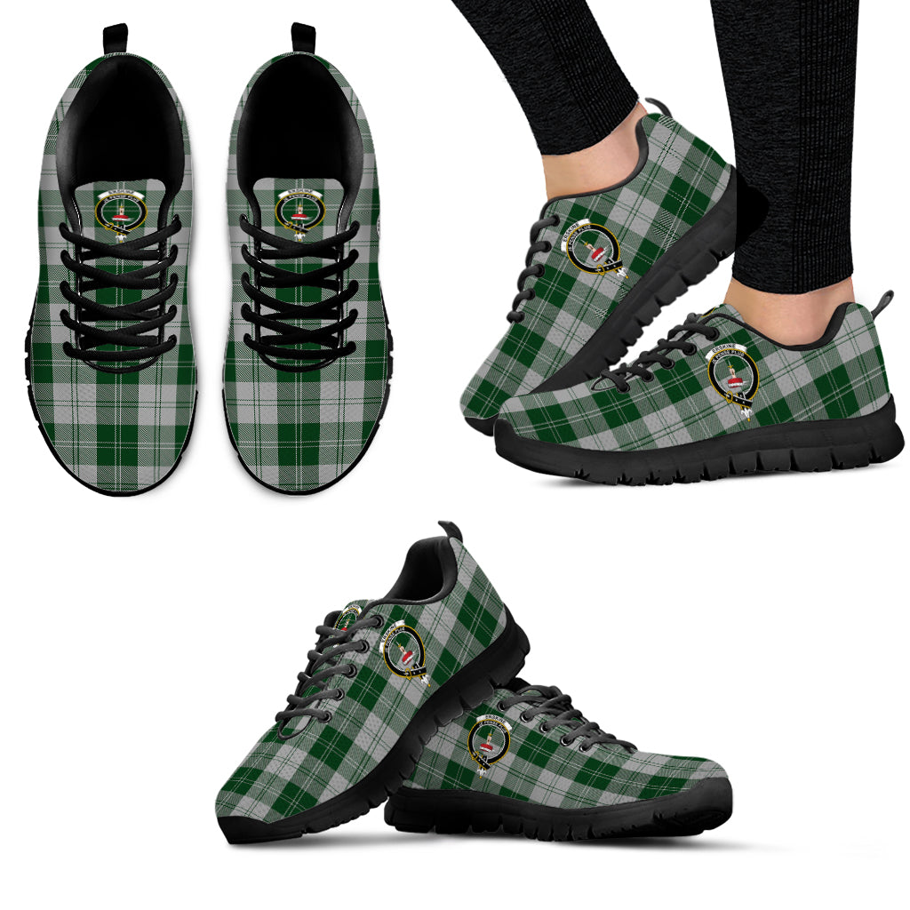 Erskine Green Tartan Sneakers with Family Crest - Tartan Vibes Clothing