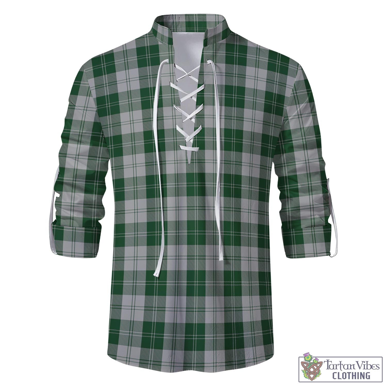 Tartan Vibes Clothing Erskine Green Tartan Men's Scottish Traditional Jacobite Ghillie Kilt Shirt