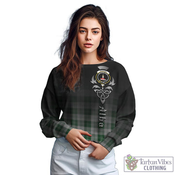 Erskine Green Tartan Sweatshirt Featuring Alba Gu Brath Family Crest Celtic Inspired