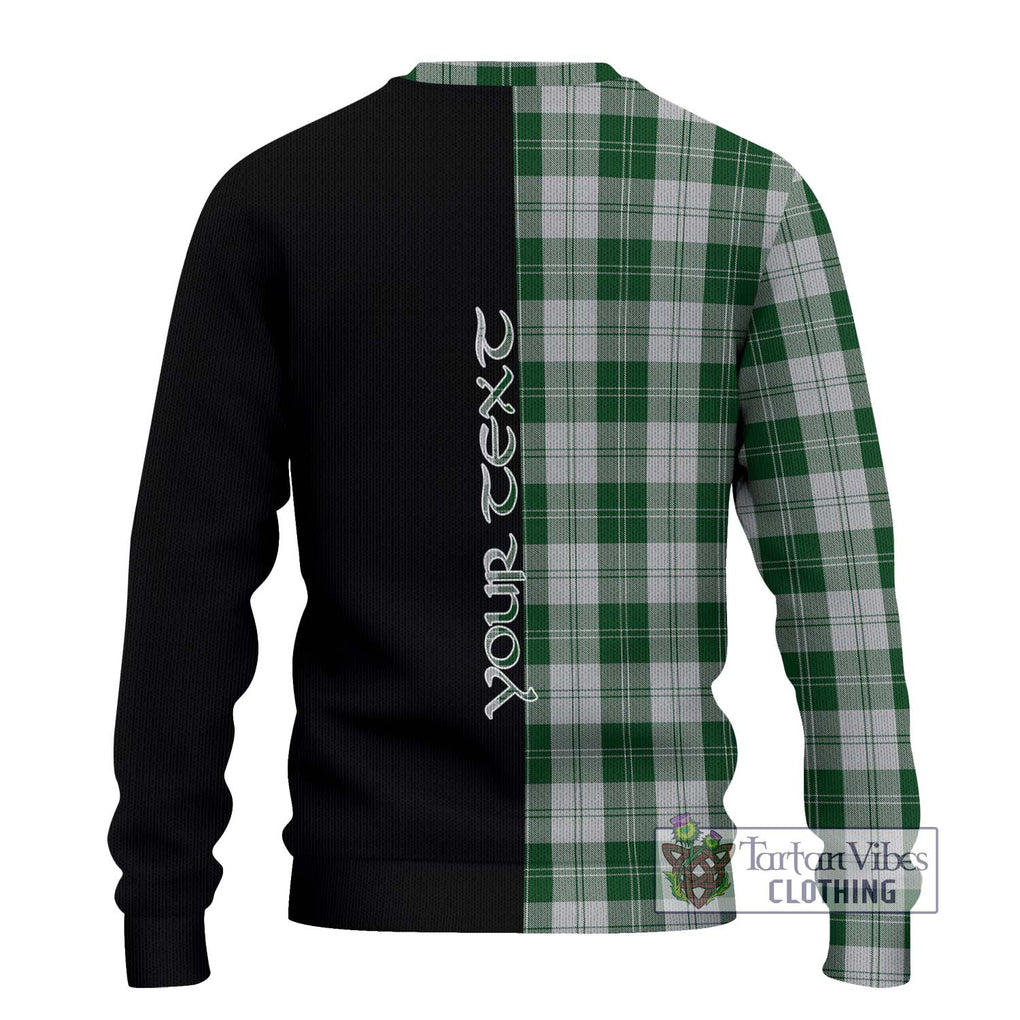 Erskine Green Tartan Knitted Sweater with Family Crest and Half Of Me Style - Tartanvibesclothing Shop