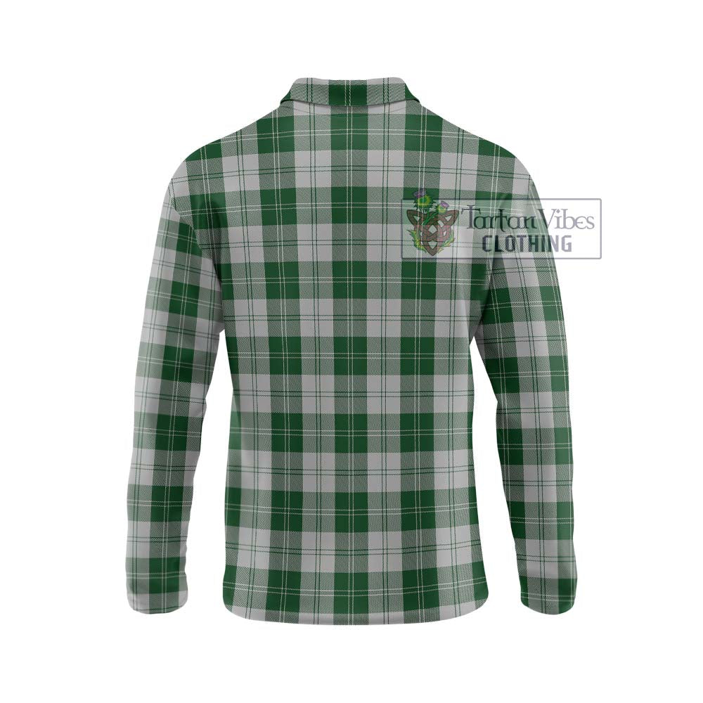 Erskine Green Tartan Long Sleeve Polo Shirt with Family Crest DNA In Me Style - Tartanvibesclothing Shop