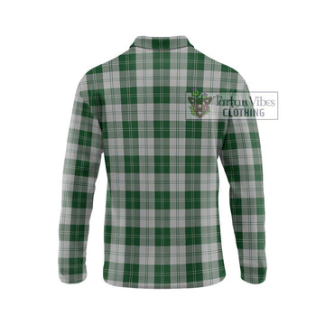 Erskine Green Tartan Long Sleeve Polo Shirt with Family Crest DNA In Me Style