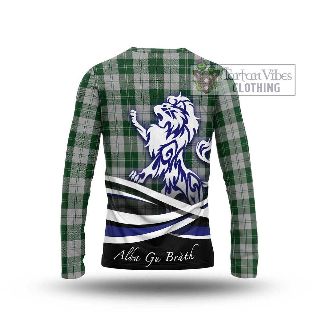 Erskine Green Tartan Long Sleeve T-Shirt with Alba Gu Brath Regal Lion Emblem - Tartanvibesclothing Shop