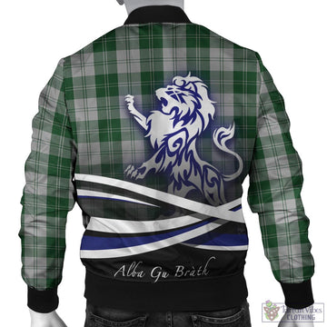 Erskine Green Tartan Bomber Jacket with Alba Gu Brath Regal Lion Emblem