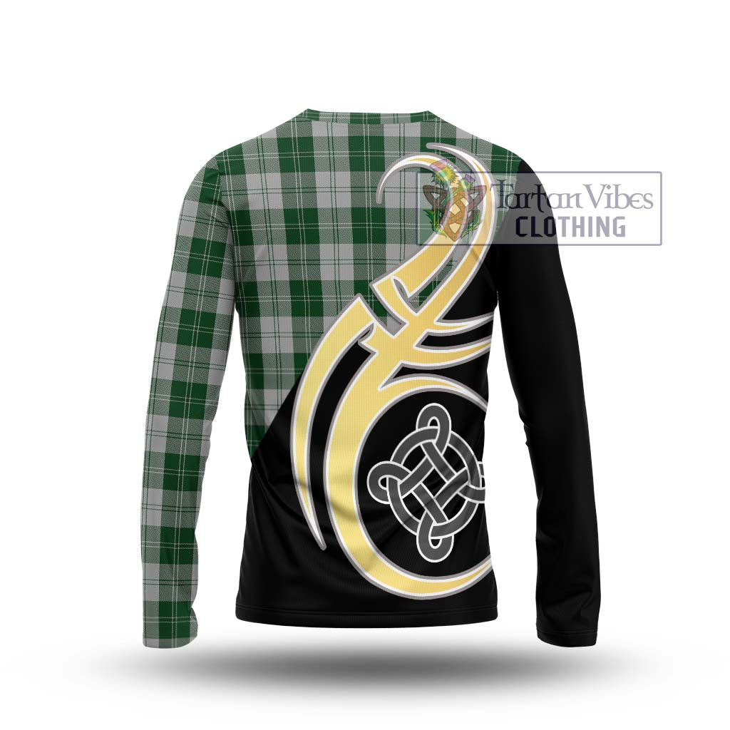 Erskine Green Tartan Long Sleeve T-Shirt with Family Crest and Celtic Symbol Style - Tartan Vibes Clothing