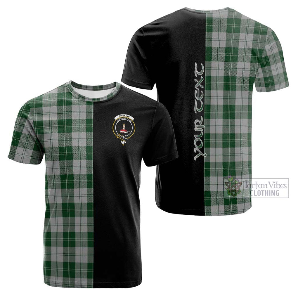 Tartan Vibes Clothing Erskine Green Tartan Cotton T-shirt with Family Crest and Half Of Me Style