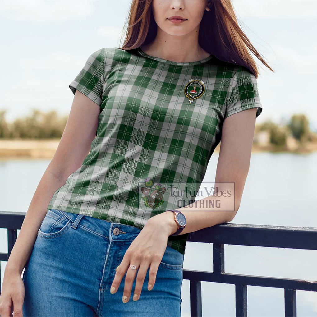 Erskine Green Tartan Cotton T-Shirt with Family Crest Women's Shirt - Tartanvibesclothing Shop