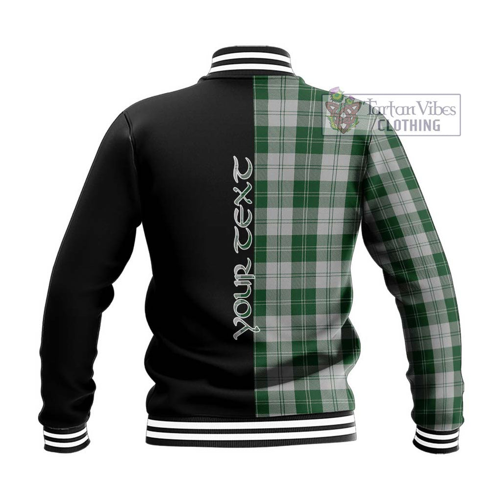 Erskine Green Tartan Baseball Jacket with Family Crest and Half Of Me Style - Tartanvibesclothing Shop