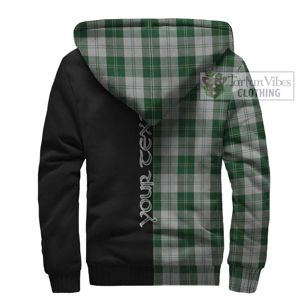 Erskine Green Tartan Sherpa Hoodie with Family Crest and Half Of Me Style - Tartanvibesclothing Shop