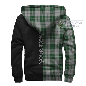 Erskine Green Tartan Sherpa Hoodie with Family Crest and Half Of Me Style