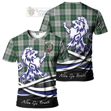 Erskine Green Tartan Cotton T-shirt with Alba Gu Brath Regal Lion Emblem