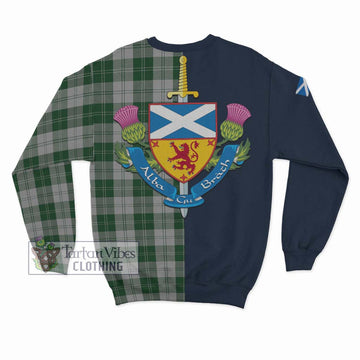 Erskine Green Tartan Sweatshirt Alba with Scottish Lion Royal Arm Half Style