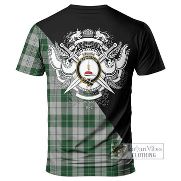 Erskine Green Tartan T-Shirt with Family Crest and Military Logo Style