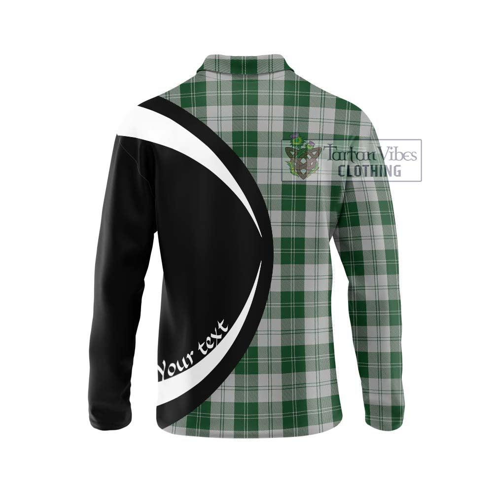 Erskine Green Tartan Long Sleeve Polo Shirt with Family Crest Circle Style - Tartan Vibes Clothing