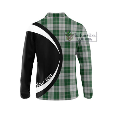 Erskine Green Tartan Long Sleeve Polo Shirt with Family Crest Circle Style