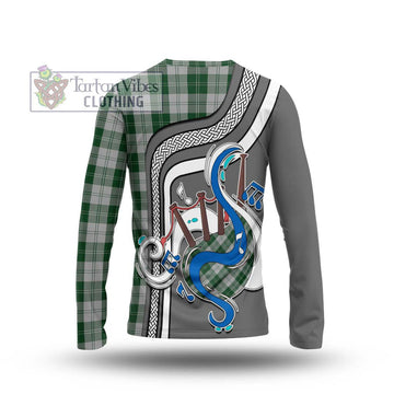 Erskine Green Tartan Long Sleeve T-Shirt with Epic Bagpipe Style