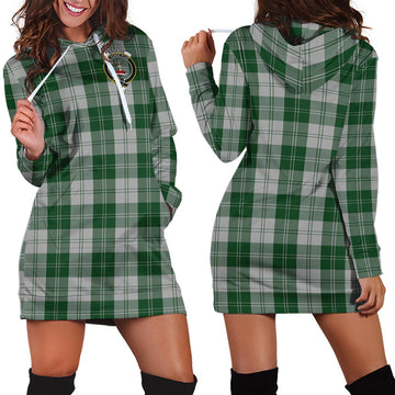 Erskine Green Tartan Hoodie Dress with Family Crest