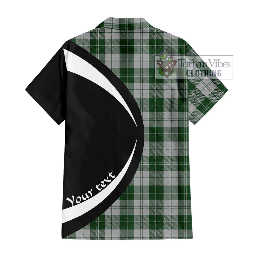 Erskine Green Tartan Short Sleeve Button Up with Family Crest Circle Style - Tartan Vibes Clothing