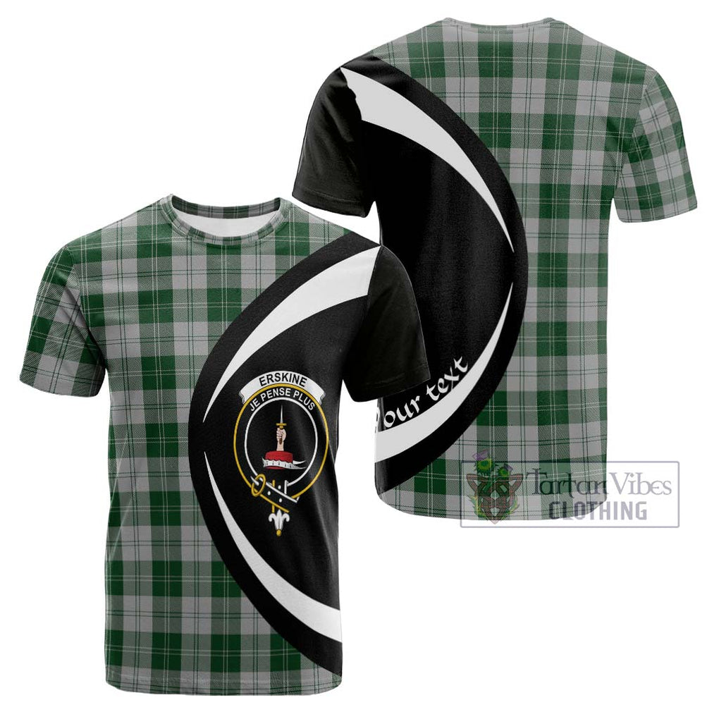 Tartan Vibes Clothing Erskine Green Tartan Cotton T-shirt with Family Crest Circle Style