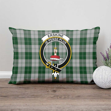 Erskine Green Tartan Pillow Cover with Family Crest