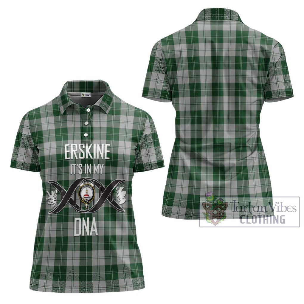 Erskine Green Tartan Women's Polo Shirt with Family Crest DNA In Me Style - Tartanvibesclothing Shop