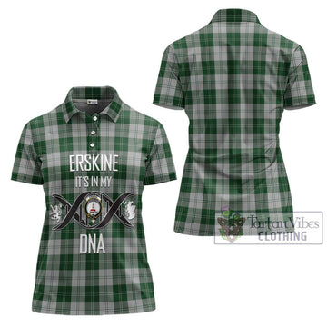 Erskine Green Tartan Women's Polo Shirt with Family Crest DNA In Me Style