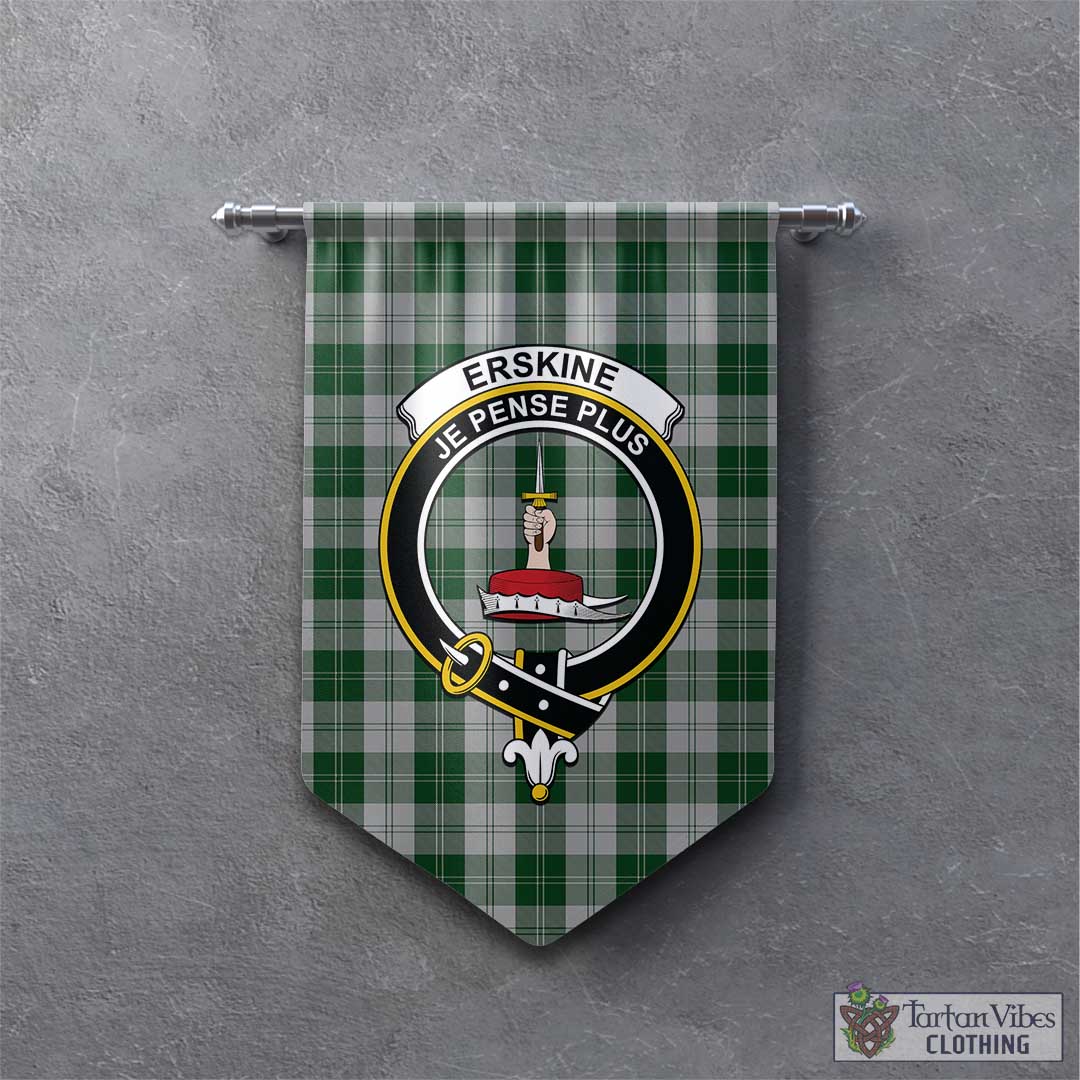 Tartan Vibes Clothing Erskine Green Tartan Gonfalon, Tartan Banner with Family Crest