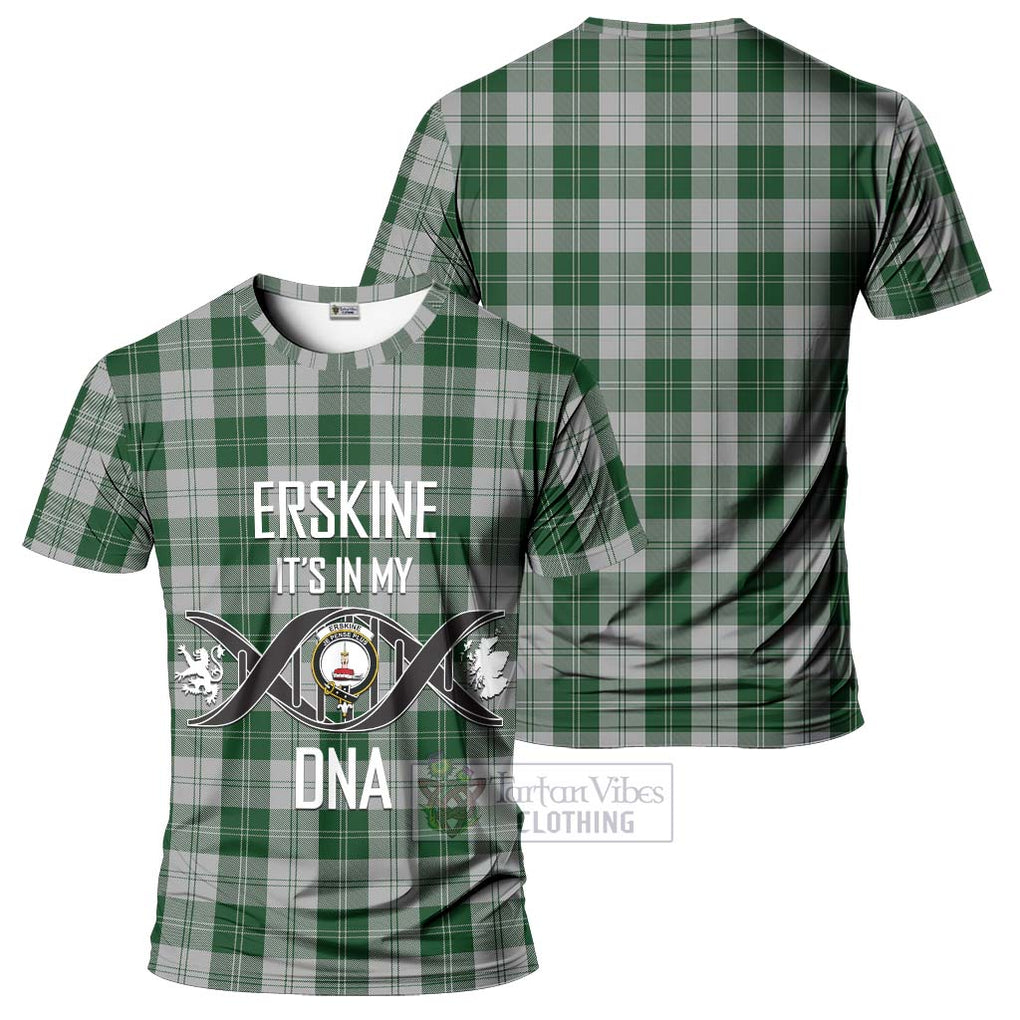 Erskine Green Tartan T-Shirt with Family Crest DNA In Me Style - Tartan Vibes Clothing